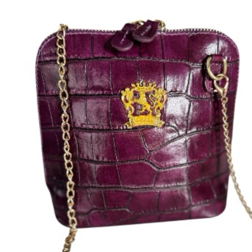 Pratesi Firenze Purple Plum Croc-Embossed Leather
